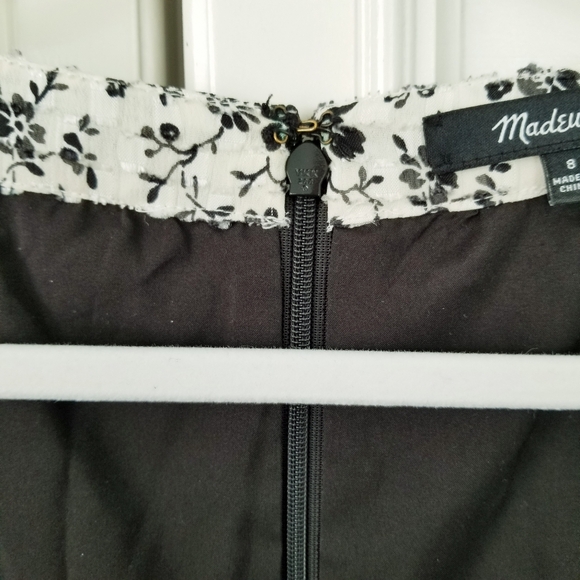 Madewell Black Branch Floral Swiss Dot Chiffon Short Sleeve Prairie Midi Dress 8 - Picture 6 of 7